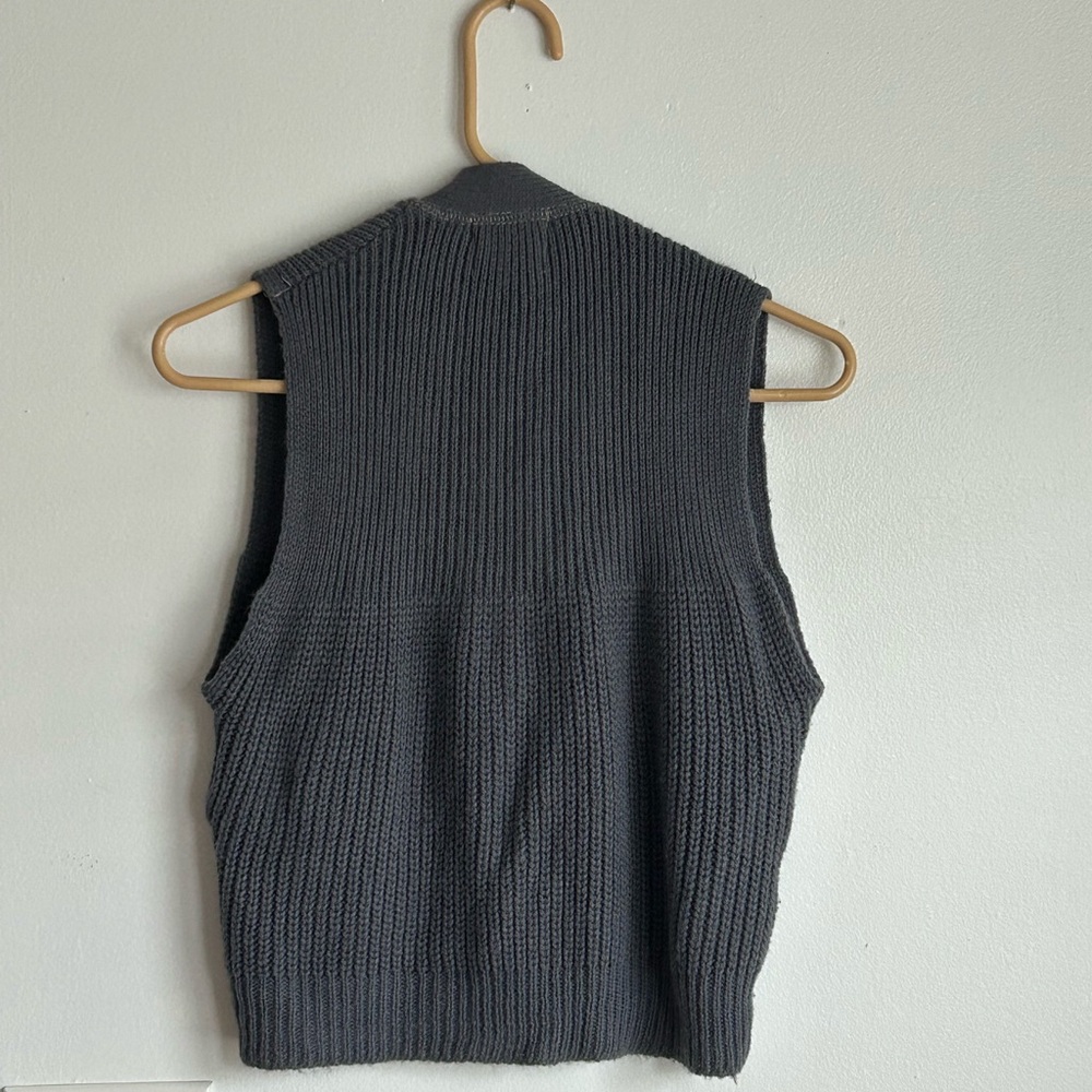 Vintage Charcoal Gray Knit Button-Up Sweater Vest - Picture 2 of 3